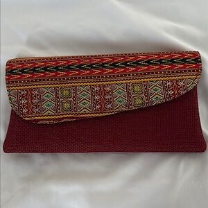 Ethnic (African) Patterned Red Clutch